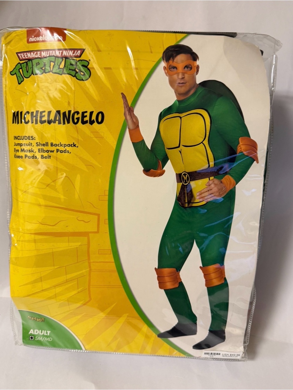 Nickelodeon Teenage Mutant Ninja Turtles Michelangelo Adult Costume Size SM/MD